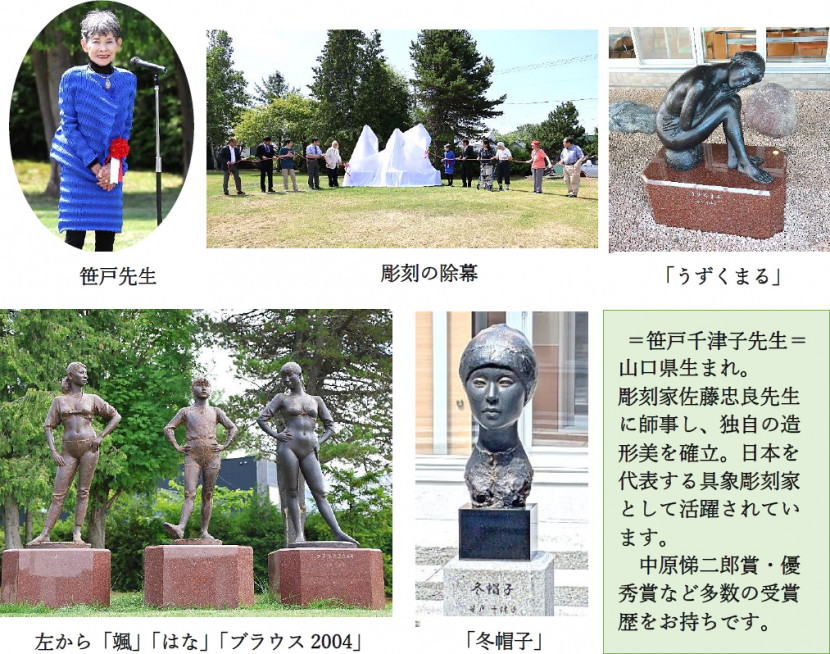 笹戸千津子先生 山口県生まれ。彫刻家佐藤忠良先生に師事し、独自の造形美を確立。日本を代表する具象彫刻家として活躍されています。中原悌二郎賞・優秀賞など多数の受賞歴をお持ちです。